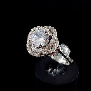 CZ ring solid sterling silver size 7 with brilliant CZ diamonds